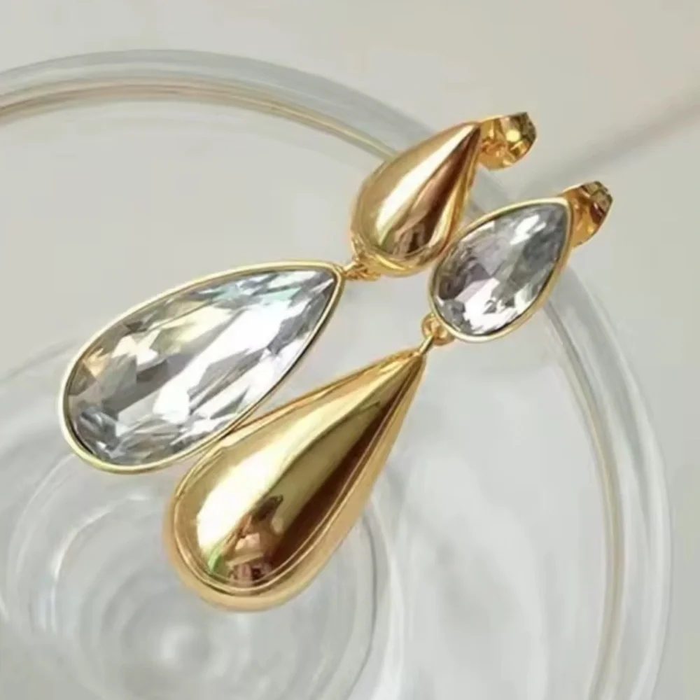 Golden Teardrop Luxe Earrings - Picture 6 of 6